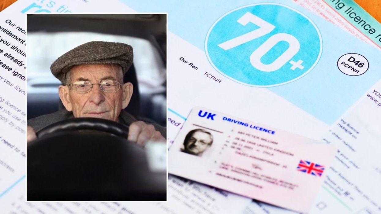 Elderly man and an elderly driving licence renewal application