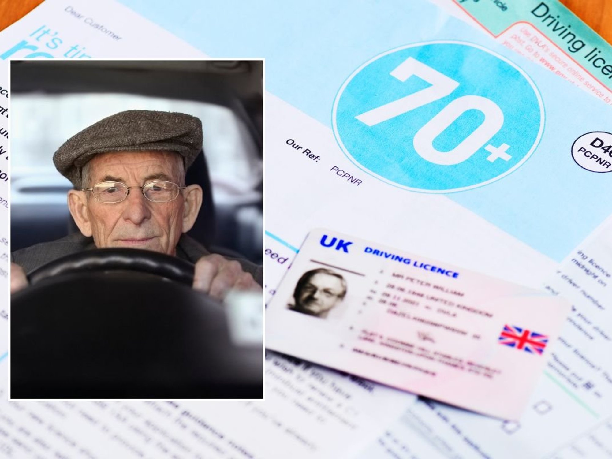 Elderly man and an elderly driving licence renewal application