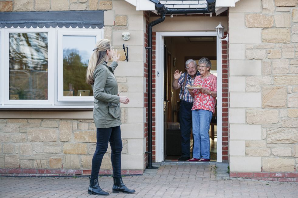 Elderly people in bungalow