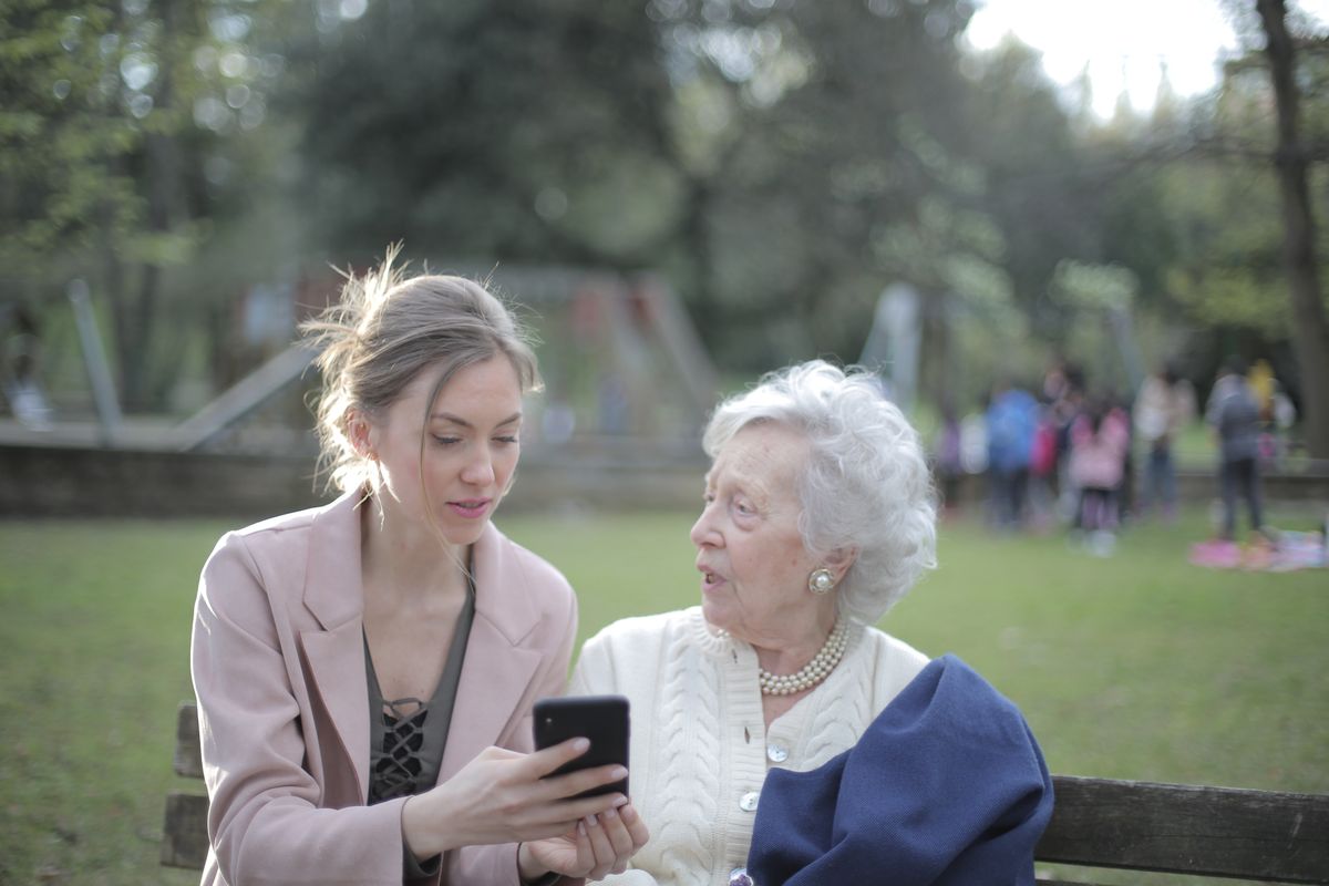 Elderly woman with younger woman
