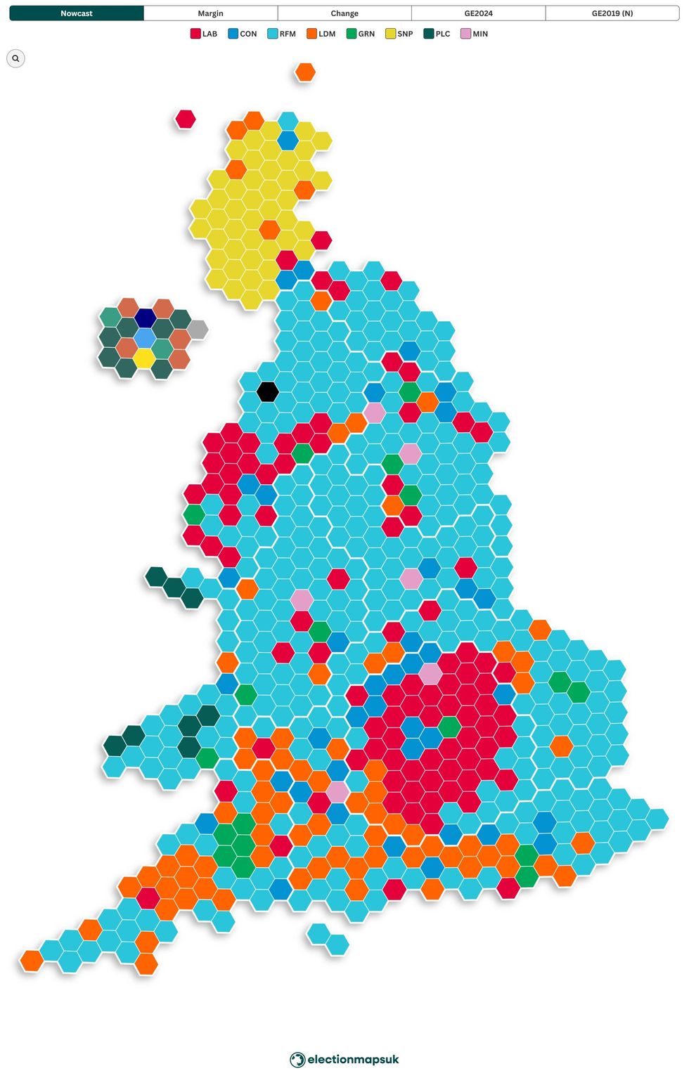 Election Maps UK General Election nowcast
