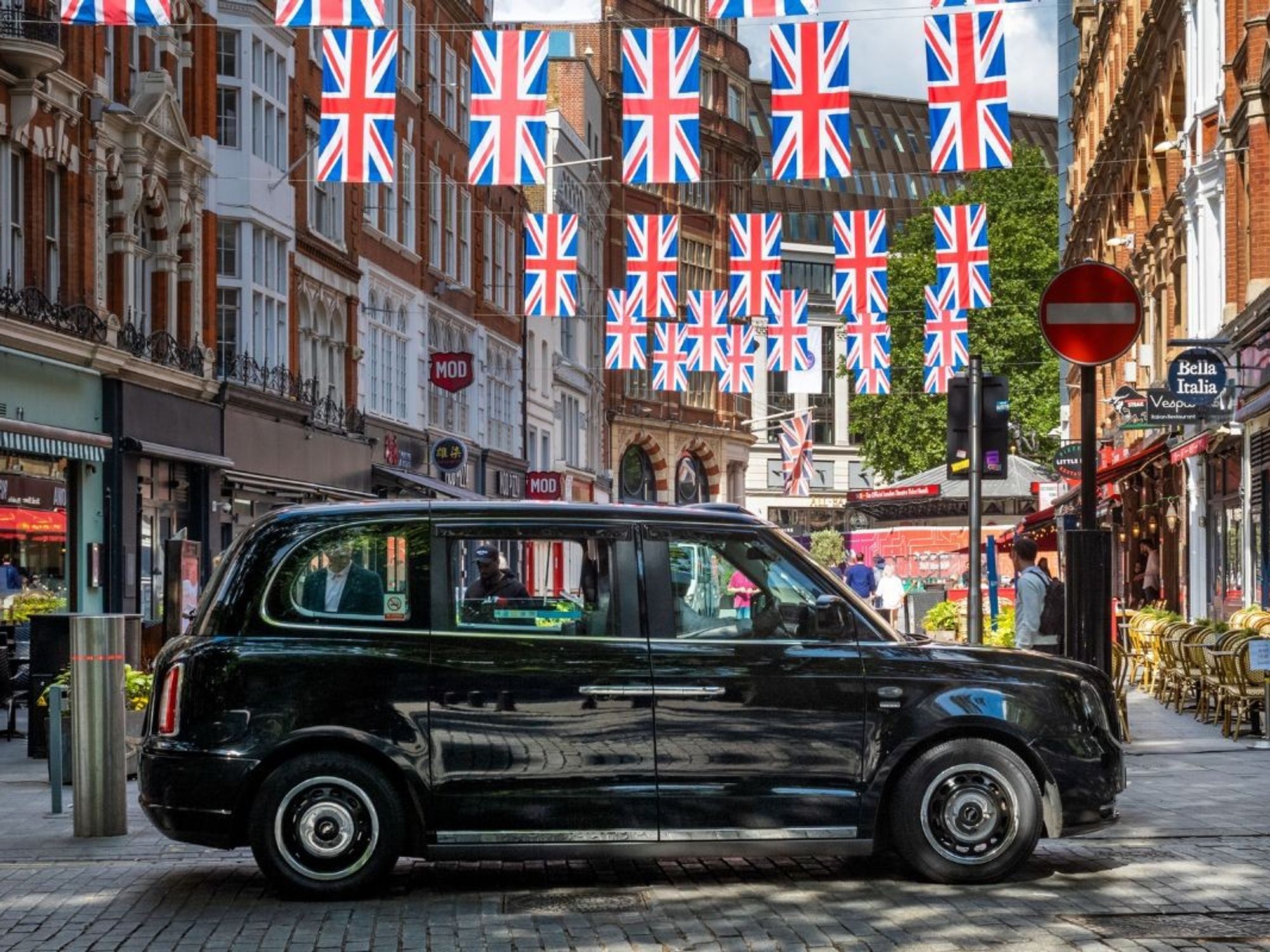 Electric black cab parked in London
