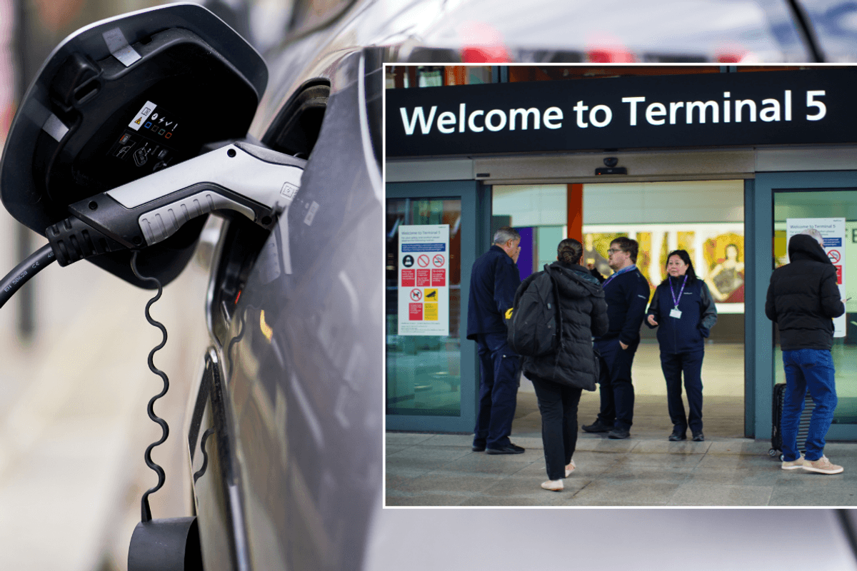 Electric car and Heathrow terminal