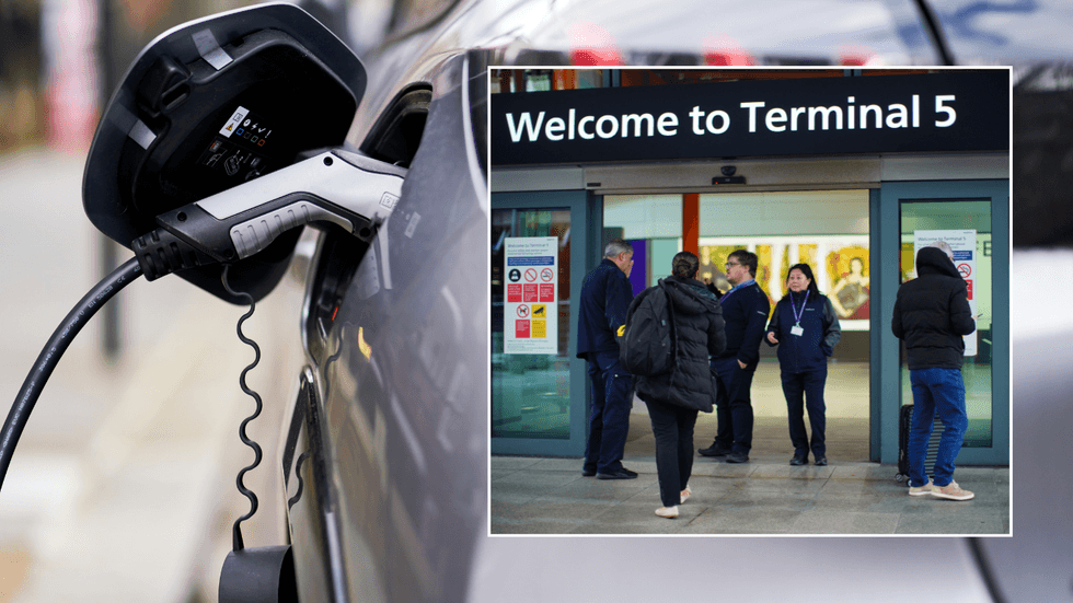 Electric car and Heathrow terminal
