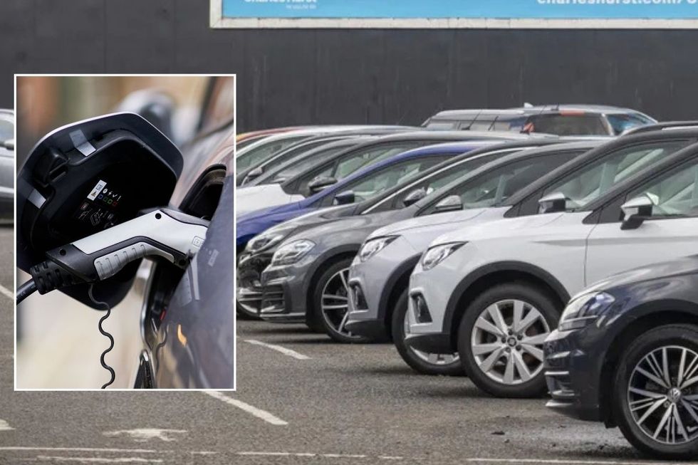 Electric car charger and a car sale lot