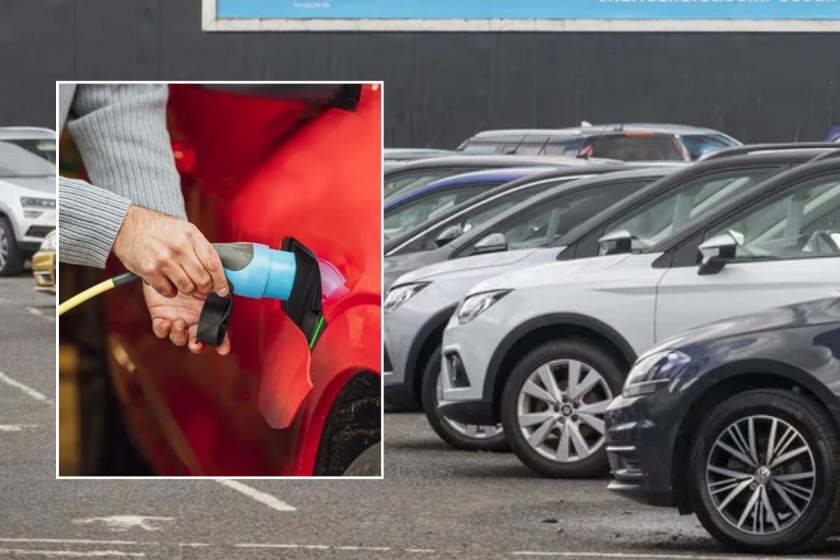 Electric car charger and a car sales forecourt