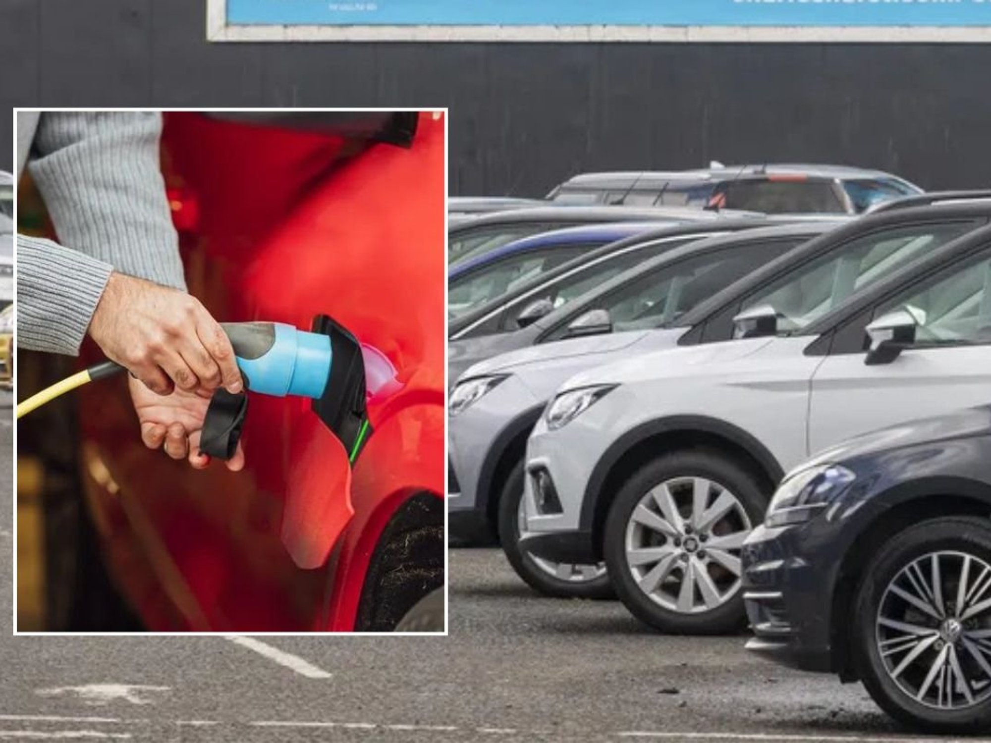 Electric car charger and a car sales forecourt