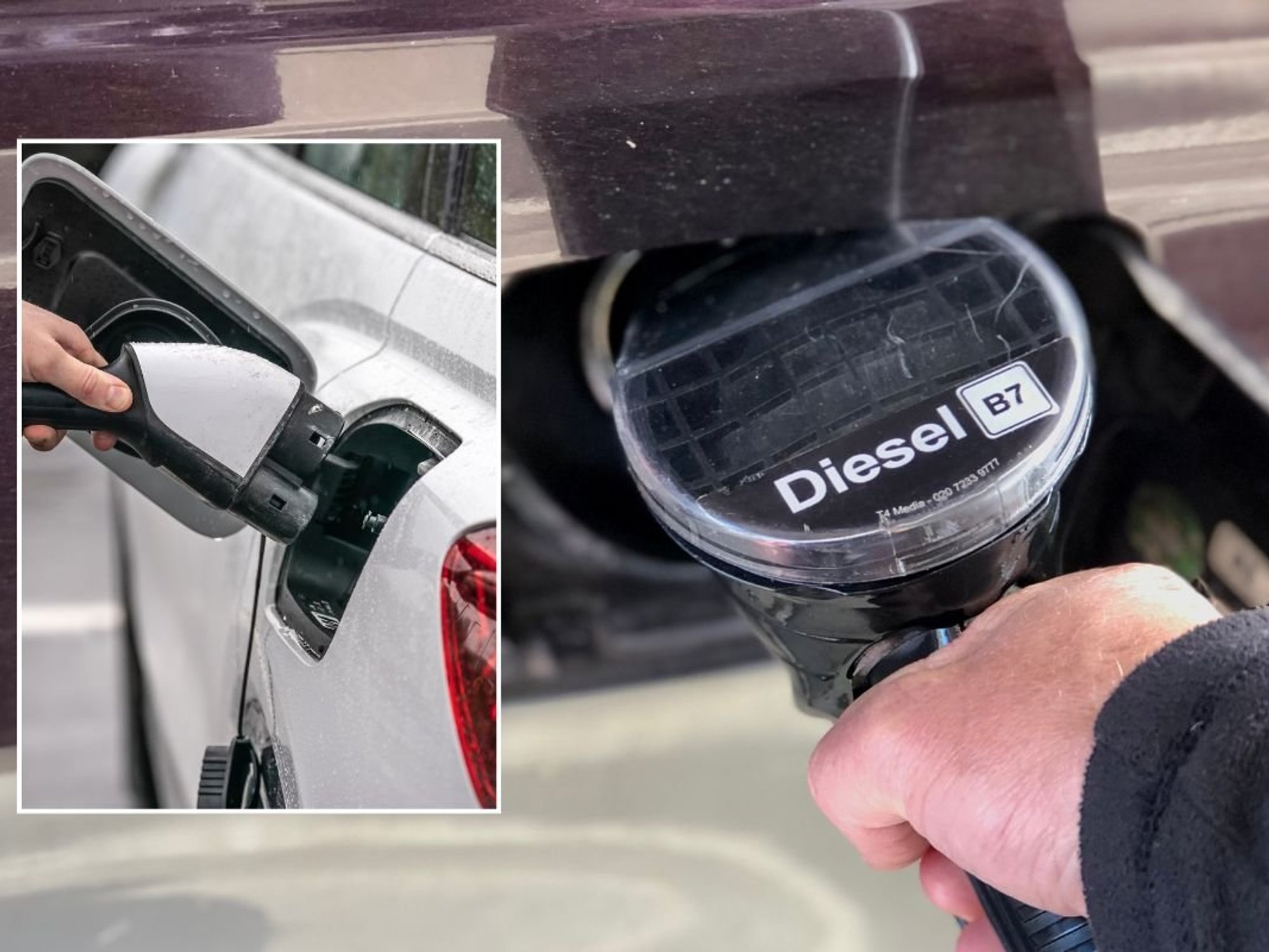 Electric car charger and a diesel pump