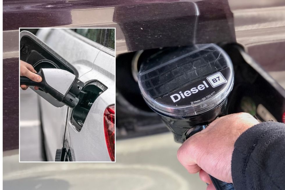 Electric car charger and a diesel pump