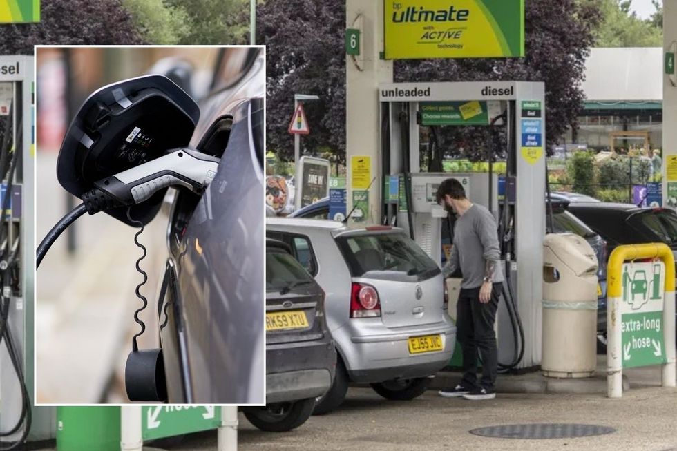 Electric car charger and a petrol station