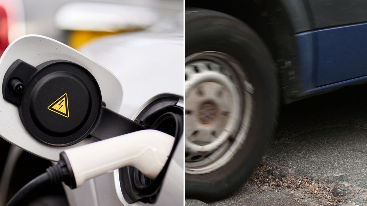 Electric car charger and a pothole