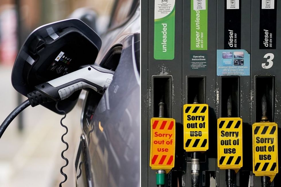 Electric car charger and an empty fuel pump