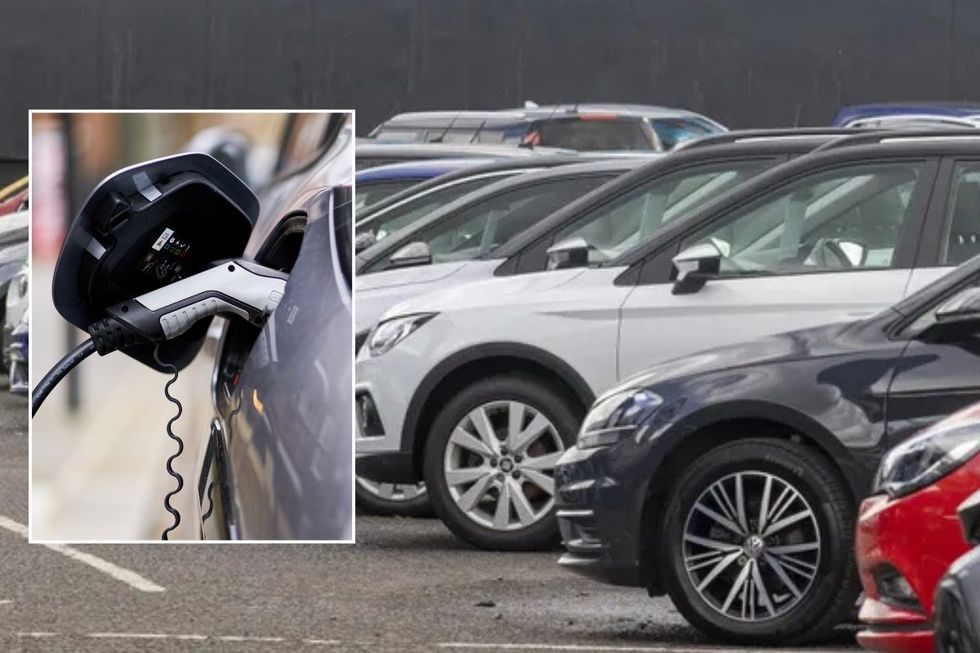Electric car charger and parked cars