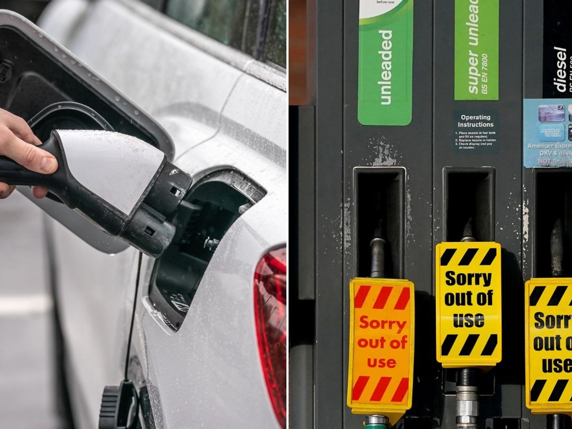 Electric car charger and petrol pumps