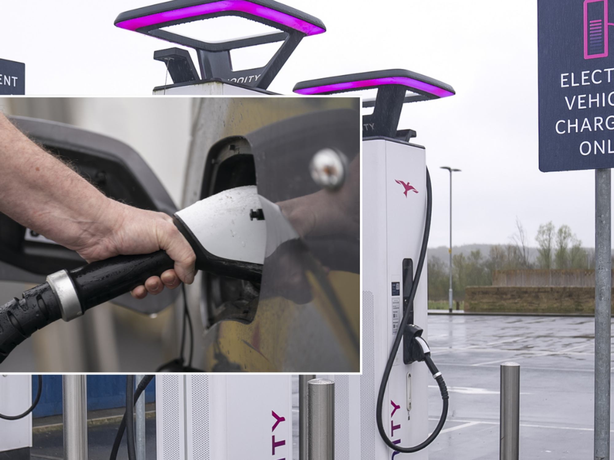 Electric car charger and plug point