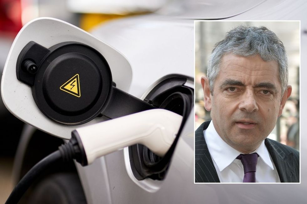 Electric car charger and Rowan Atkinson