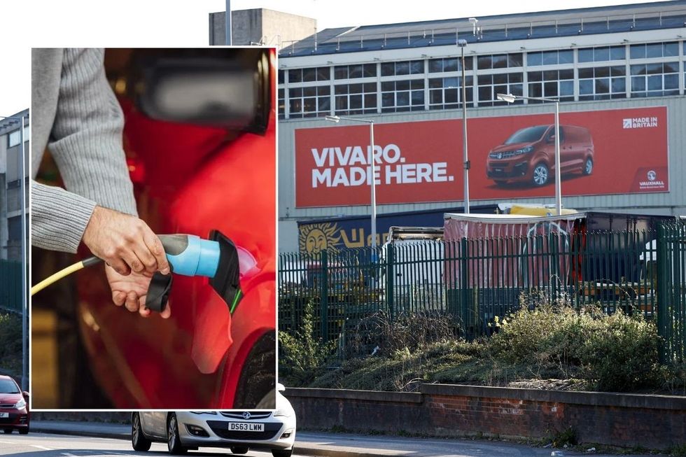 Electric car charger and the Stellantis Vauxhall plant
