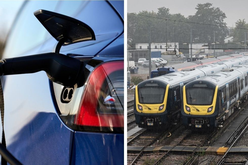Electric car charger and trains