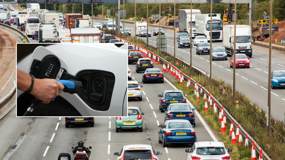 Electric car charger and UK road