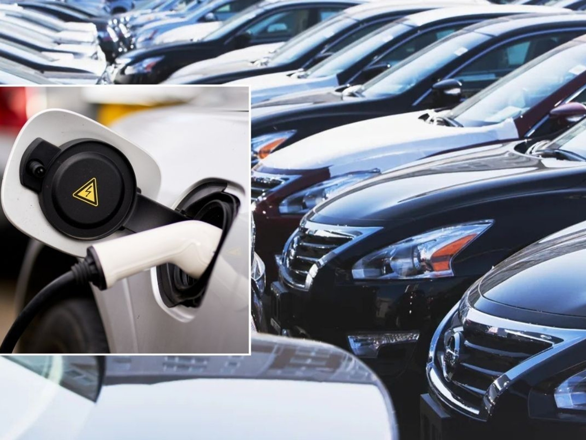 Electric car charger and vehicles parked