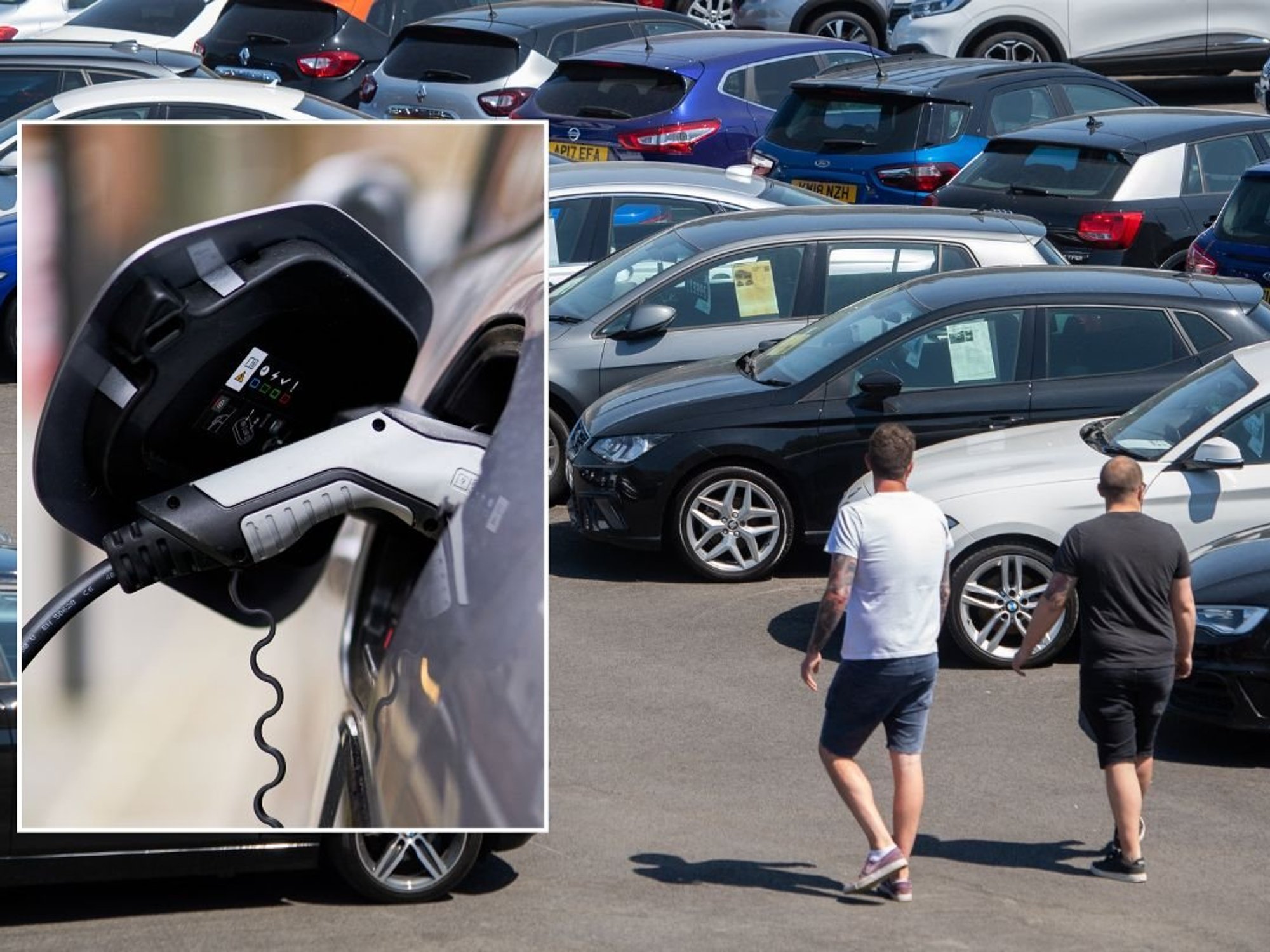 Electric car charging and a car dealership