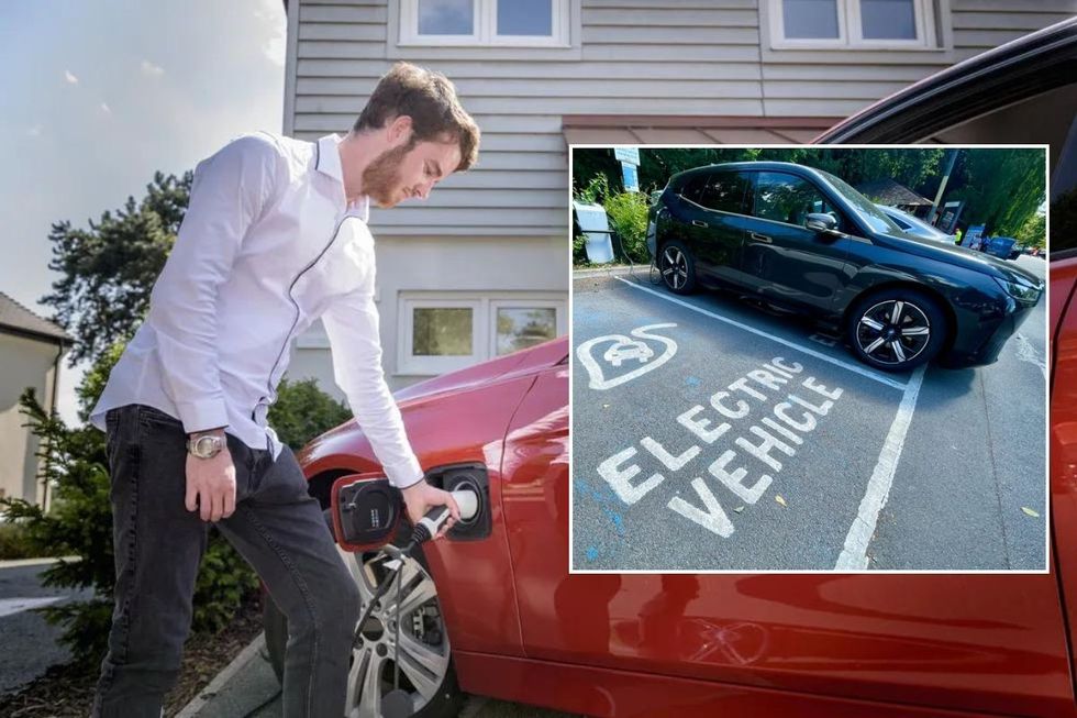 Electric car charging and a parked electric vehicle