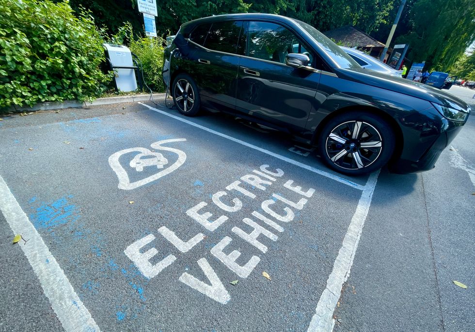 Electric car charging parking space