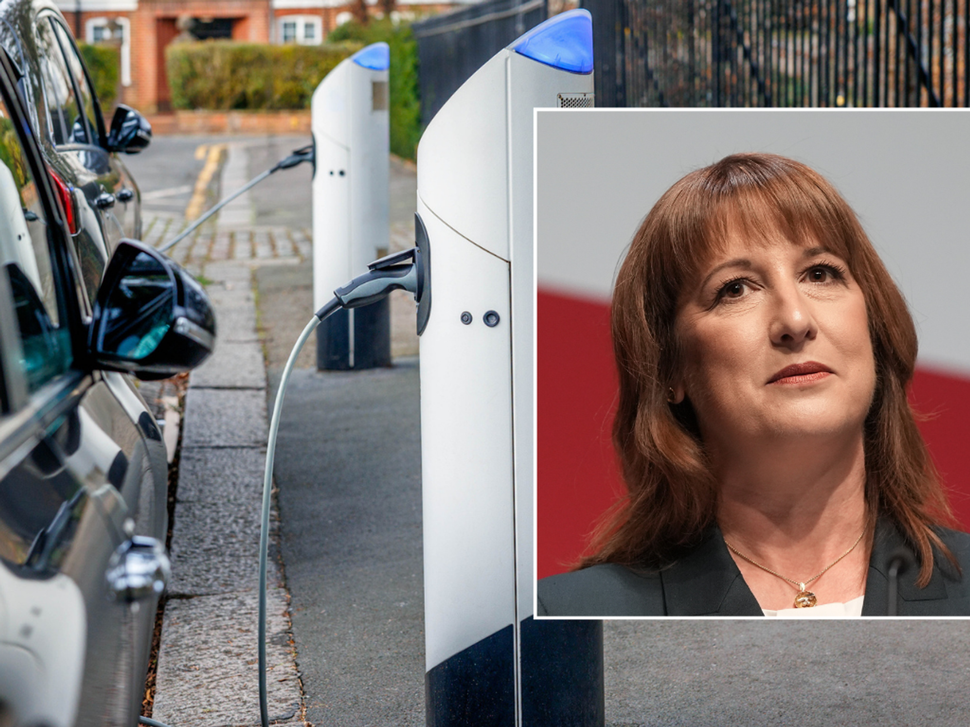 Electric cars charging and Rachel Reeves