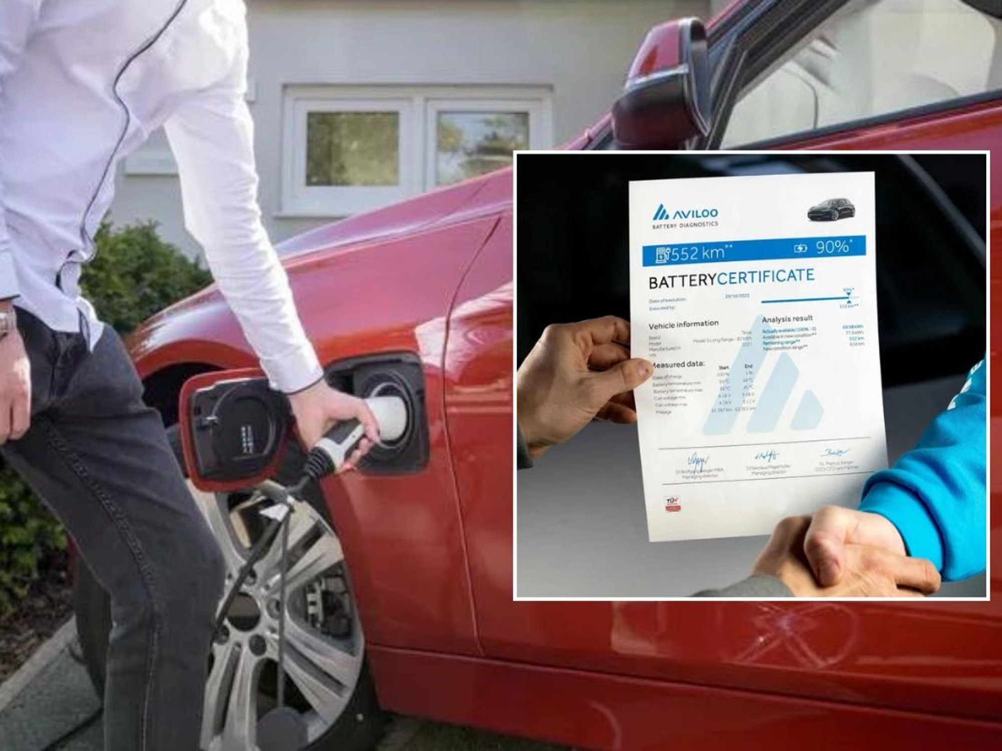 Electric vehicle charger and a battery health certificate