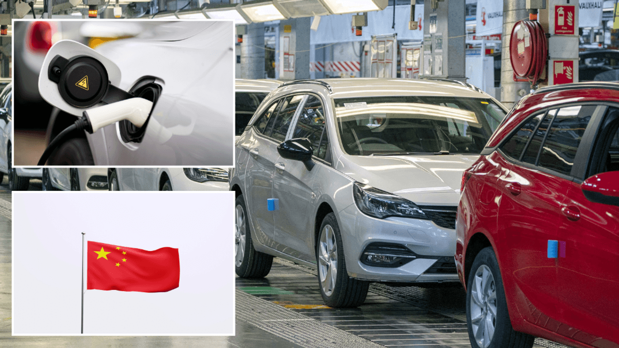 Electric vehicle charger and Chinese flag