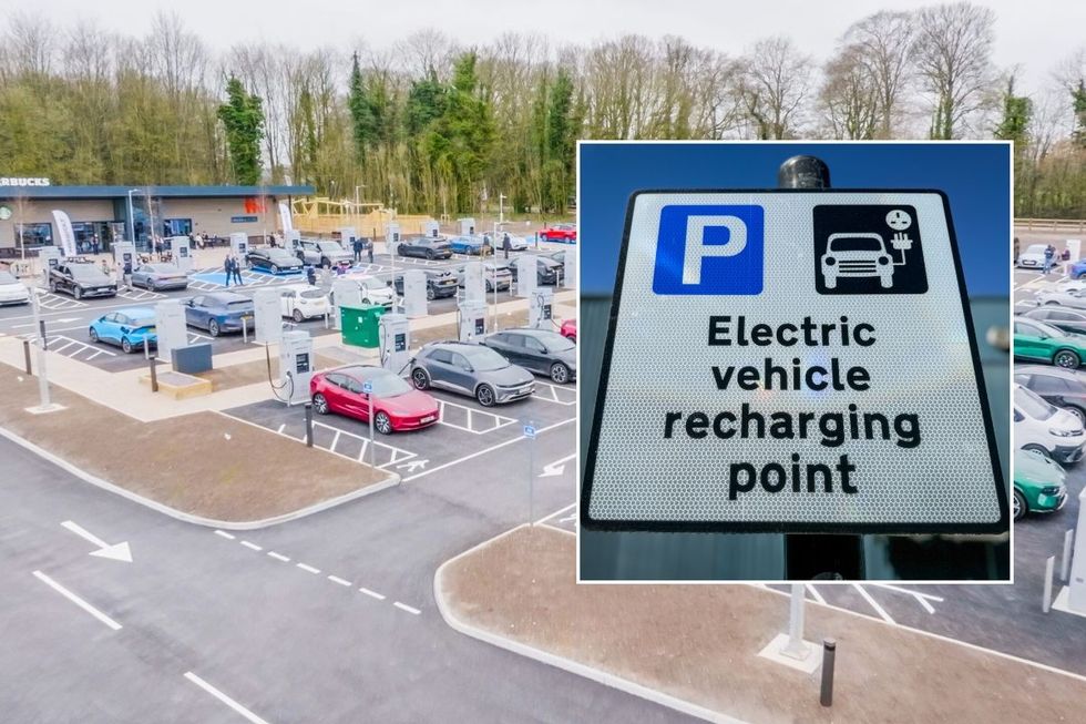 Electric vehicle charging hub and an EV charging sign