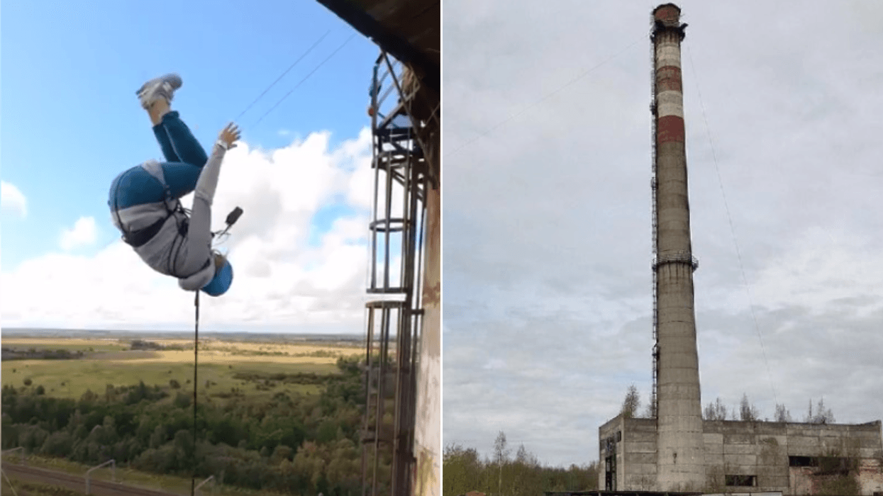 Elizaveta Gushchina and the tower she fell from