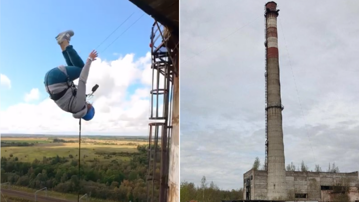 Elizaveta Gushchina and the tower she fell from