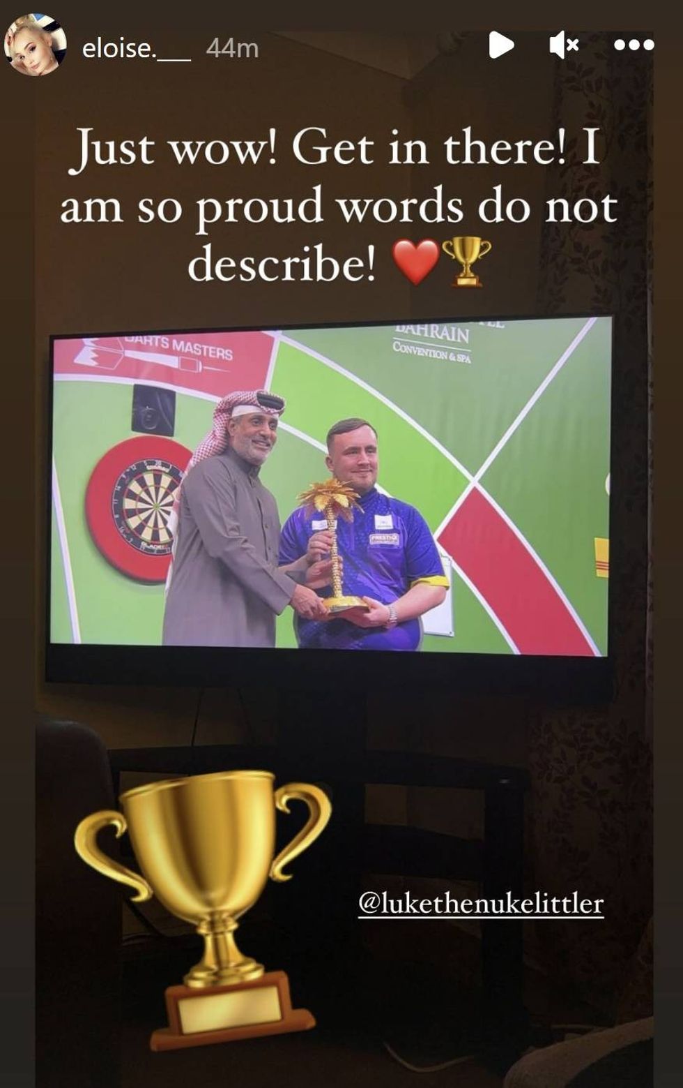 Eloise Milburn gushed over her boyfriend's achievement