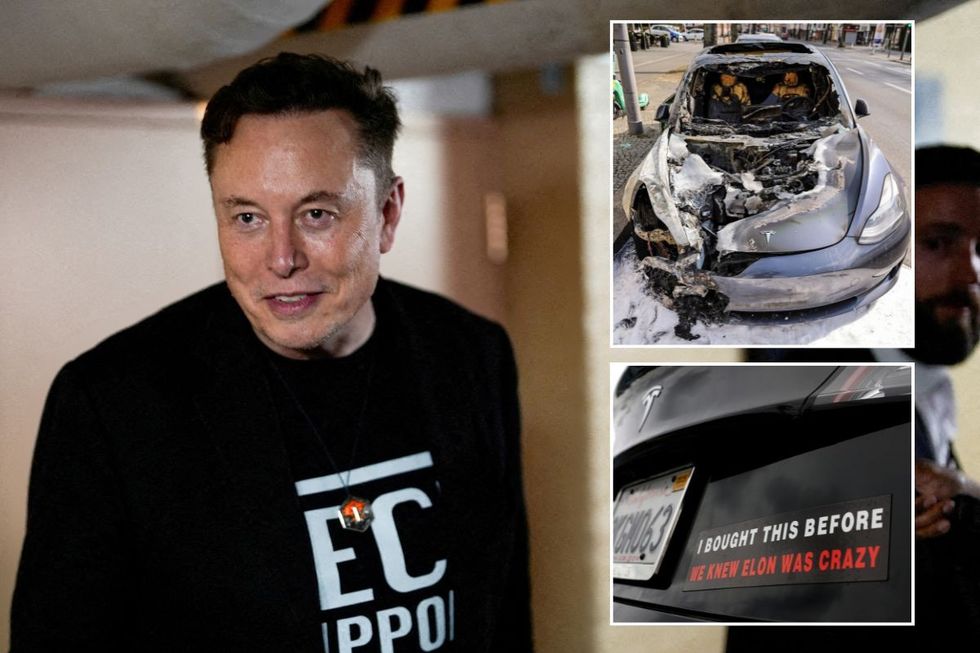 Elon Musk fires back as protesters torch Tesla EVs and target 'unhinged  enabler' for Donald Trump links