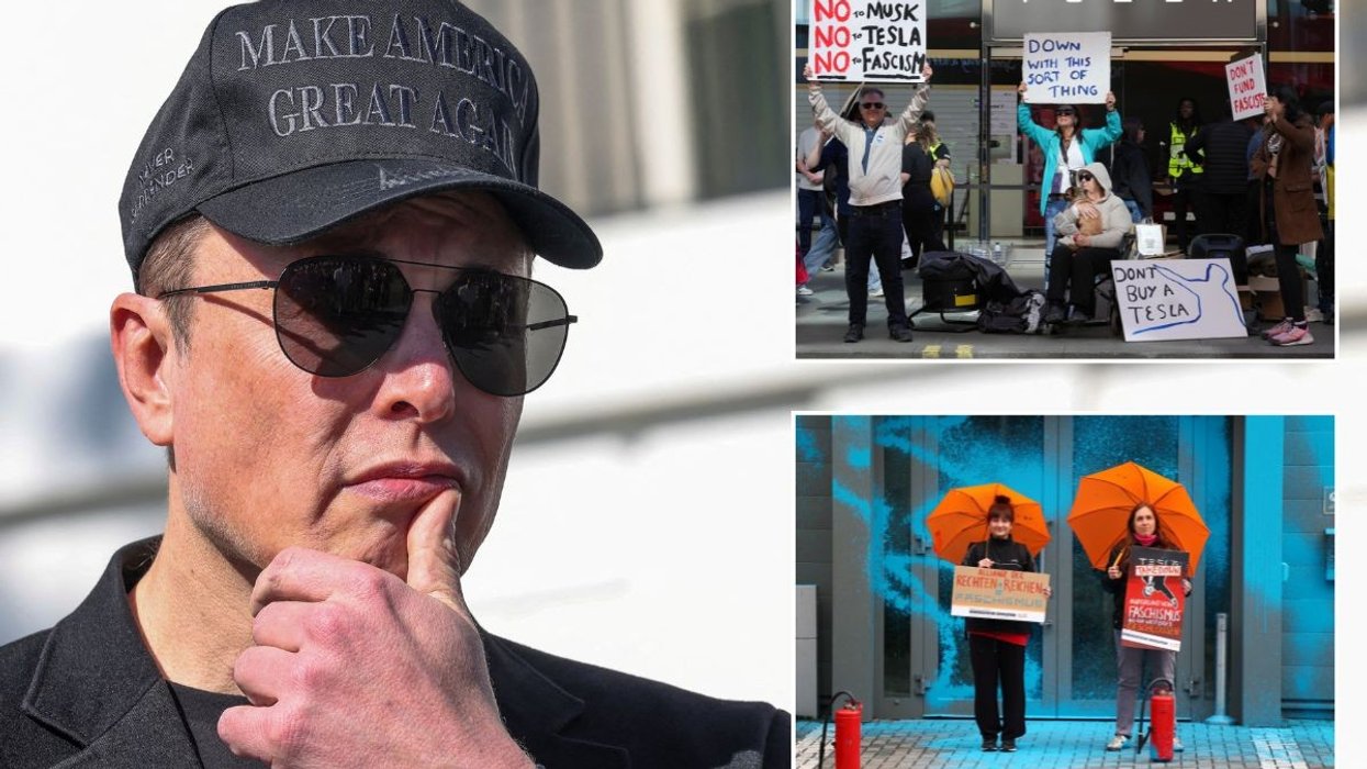 Elon Musk, a Tesla protest in London and a Tesla protest in Berlin