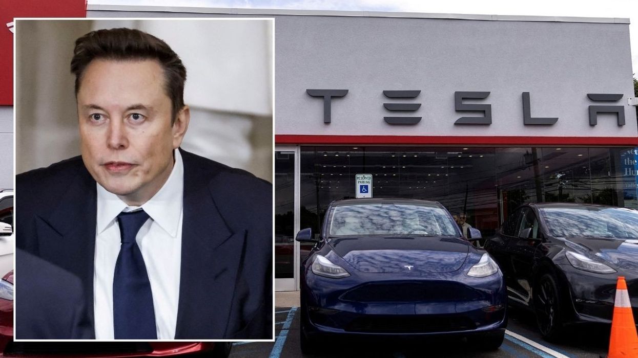 Elon Musk and a Tesla dealership