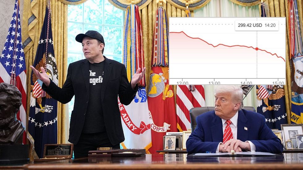Elon Musk and Donald Trump, stock graph