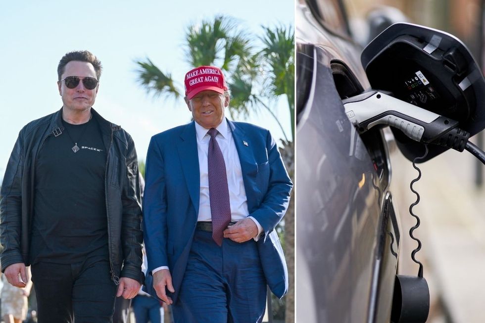 Elon Musk, Donald Trump and an electric car charger