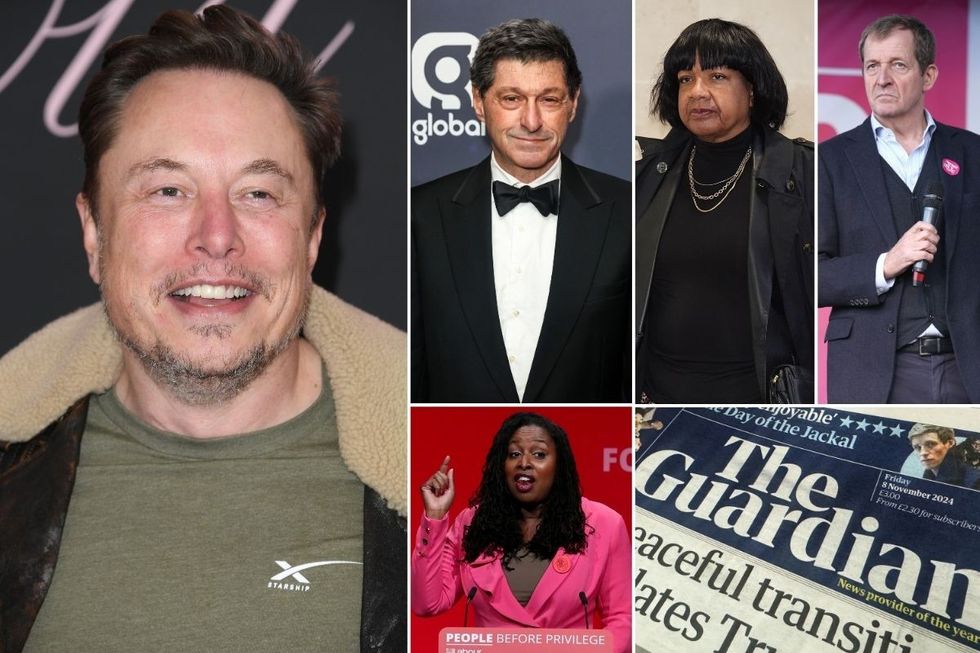 Elon Musk, Jon Sopel, Diane Abbott, Alastair Campbell and Dawn Butler