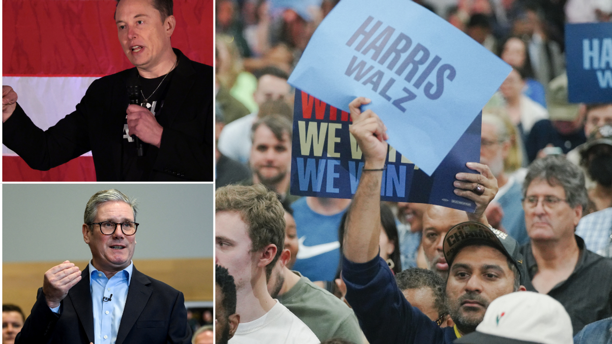 Elon Musk, Keir Starmer, Democrat campaigners