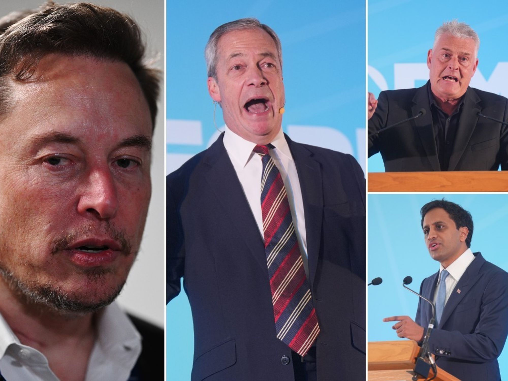 Elon Musk, Nigel Farage, Lee Anderson and Zia Yusuf