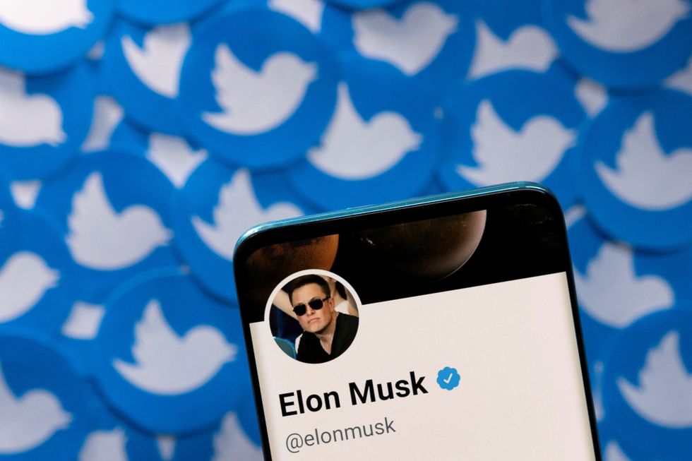 Elon Musk's Twitter profile is seen on a smartphone