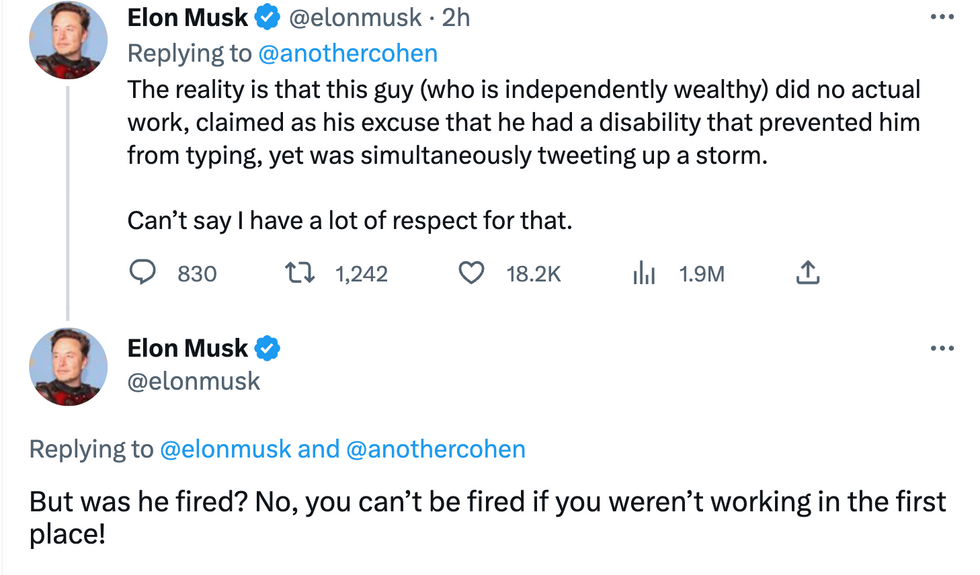 Elon Musk tweeting that 
