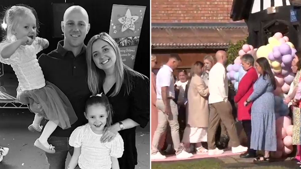 Elsie with her family and people arriving for her funeral