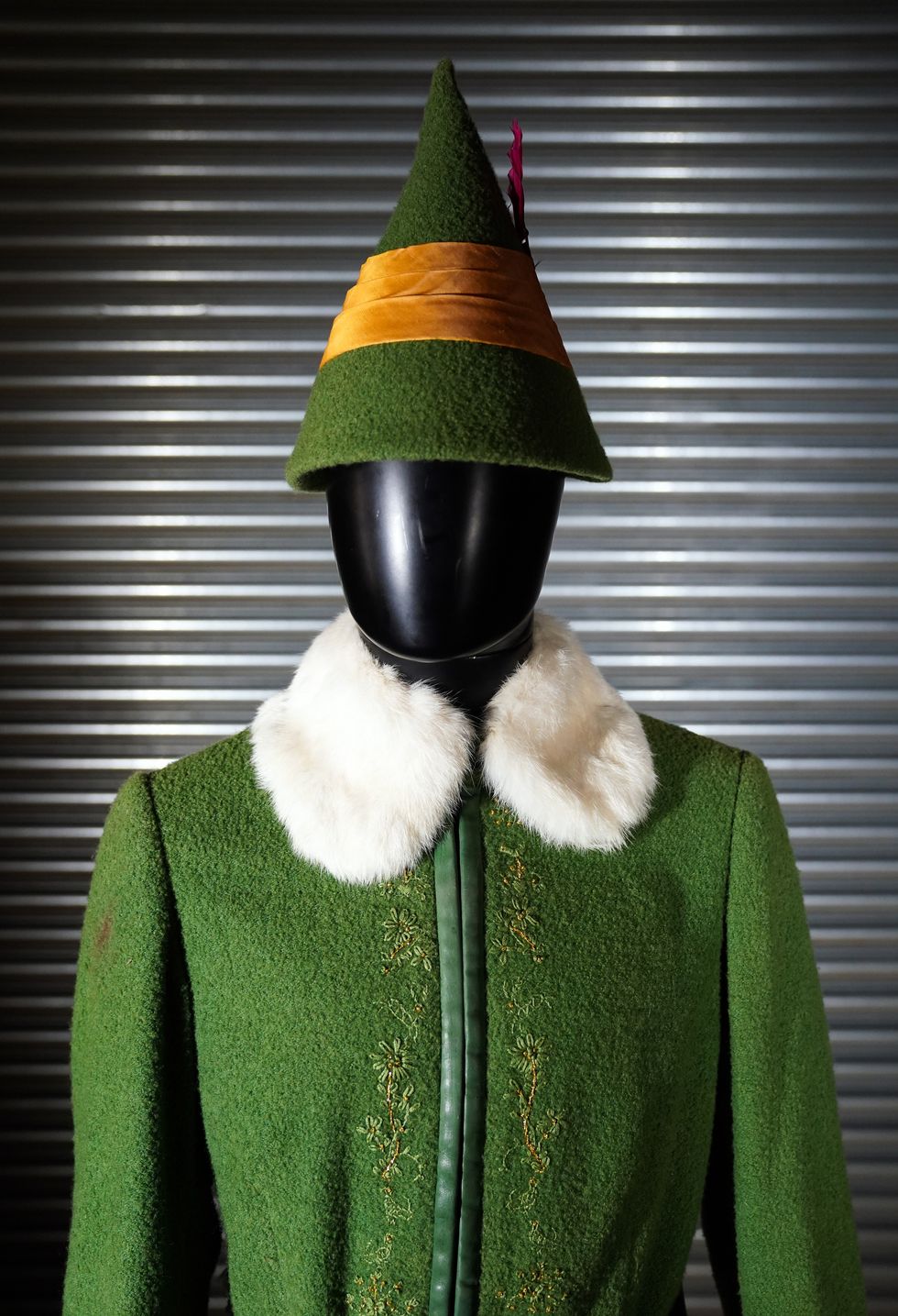 EMBARGOED TO 0001 TUESDAY SEPTEMBER 28 Will Farrell's 'Buddy' costume from the 2003 film 'Elf' (est 20,000 - 30,000) during a preview for the forthcoming memorabilia auction by the Prop Store in Chorleywood, Hertfordshire. Picture date: Wednesday September 15, 2021.