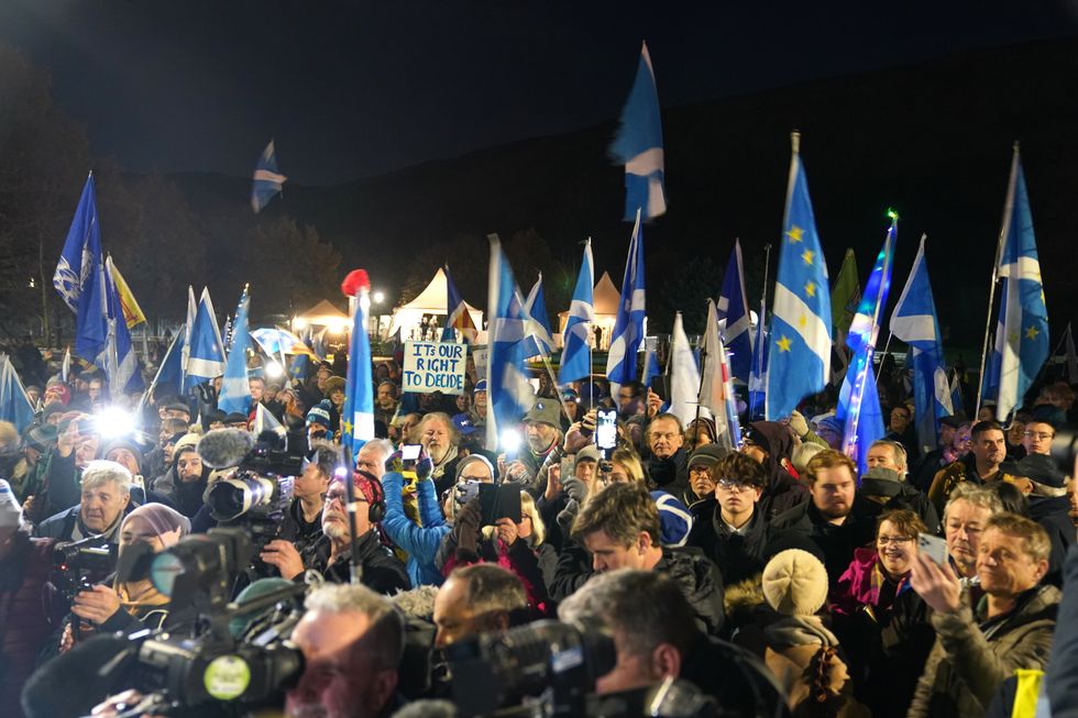 EMBARGOED TO 0001 WEDNESDAY DECEMBER 14 File photo dated 23/11/22 of people attending a rally outside the Scottish Parliament in Edinburgh, as the SNP has announced new plans to introduce a bill to allow Scotland to decide on independence.