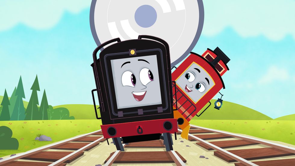 EMBARGOED TO 0001 WEDNESDAY SEPTEMBER 7 Undated handout photo issued by Mark Collins PR of Bruno the brake car (right) a new autistic character in Thomas & Friends, who is voiced by nine-year-old Elliot Garcia from Reading who is also autistic. Issue date: Wednesday September 7, 2022.