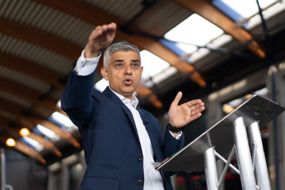 EMBARGOED TO 1800 THURSDAY JUNE 23 Mayor of London Sadiq Khan speaks to the media at West Ham bus depot, east London, where he called on the government for a long term funding deal for Transport for London (TFL) to avoid a managed decline in services after the existing deal expires on Friday. Picture date: Thursday June 23, 2022.