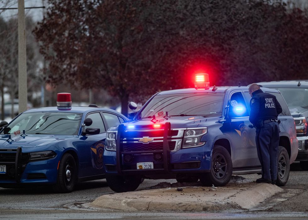 Emergency personnel respond to the scene of a deadly shooting where at least three were killed and six were wounded at a high school in Oxford, Michigan, about 35 miles (55 km) north of Detroit, U.S.